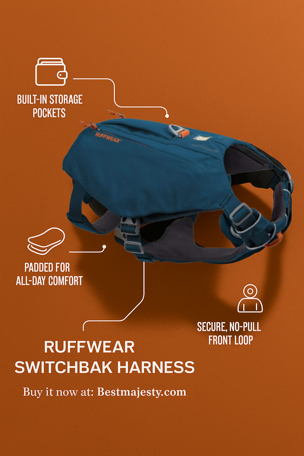 Ruffwear, Switchbak Dog Harness, Pack & Harness Hybrid for Day Trips & Everyday Use, Blue Moon, Small