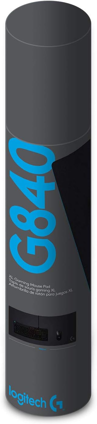 Logitech G840 XL Cloth Gaming Mouse Pad, Thin Pad, Stable Rubber Base, Performance-tuned Moderate surface friction, Durable tube for transport - Black