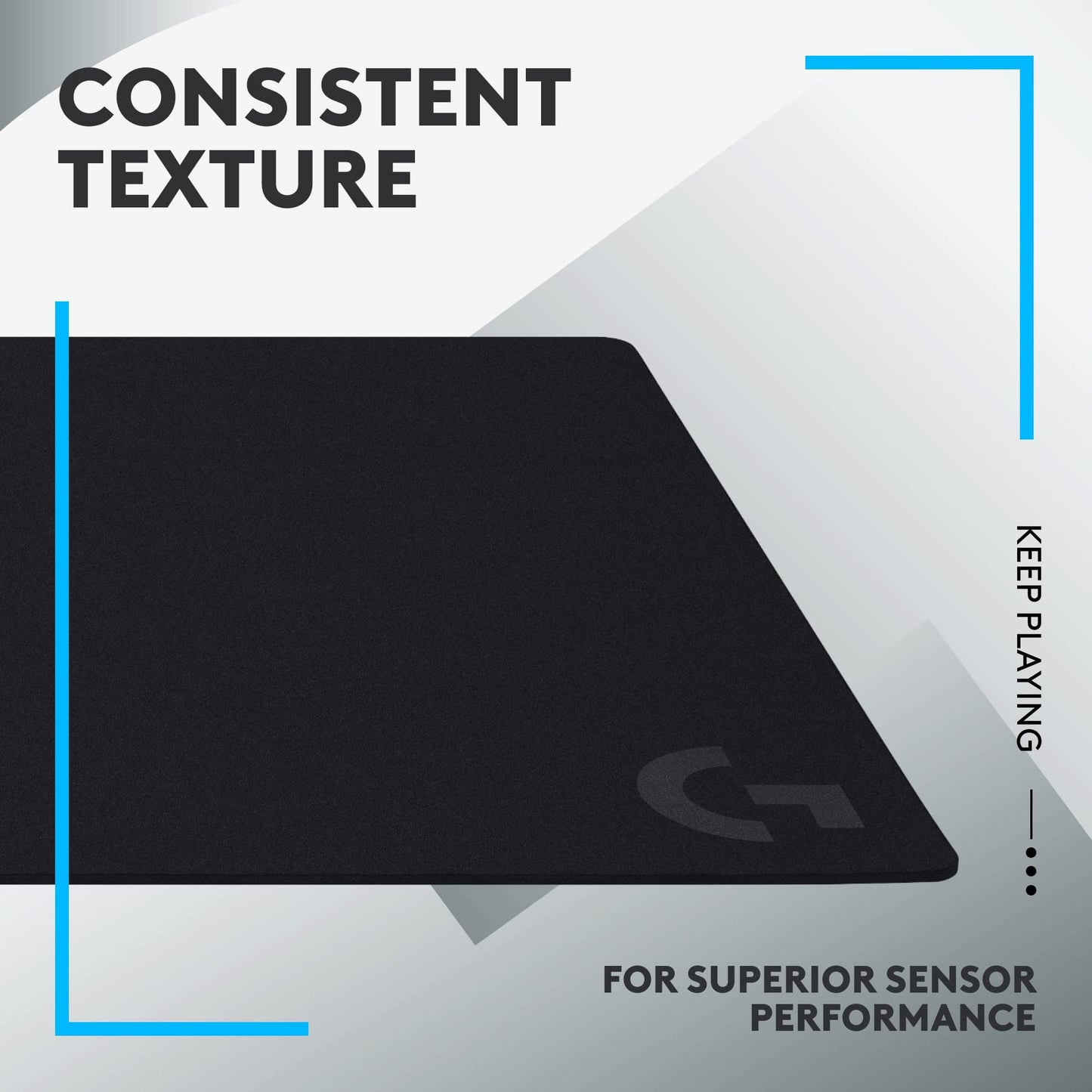 Logitech G840 XL Cloth Gaming Mouse Pad, Thin Pad, Stable Rubber Base, Performance-tuned Moderate surface friction, Durable tube for transport - Black