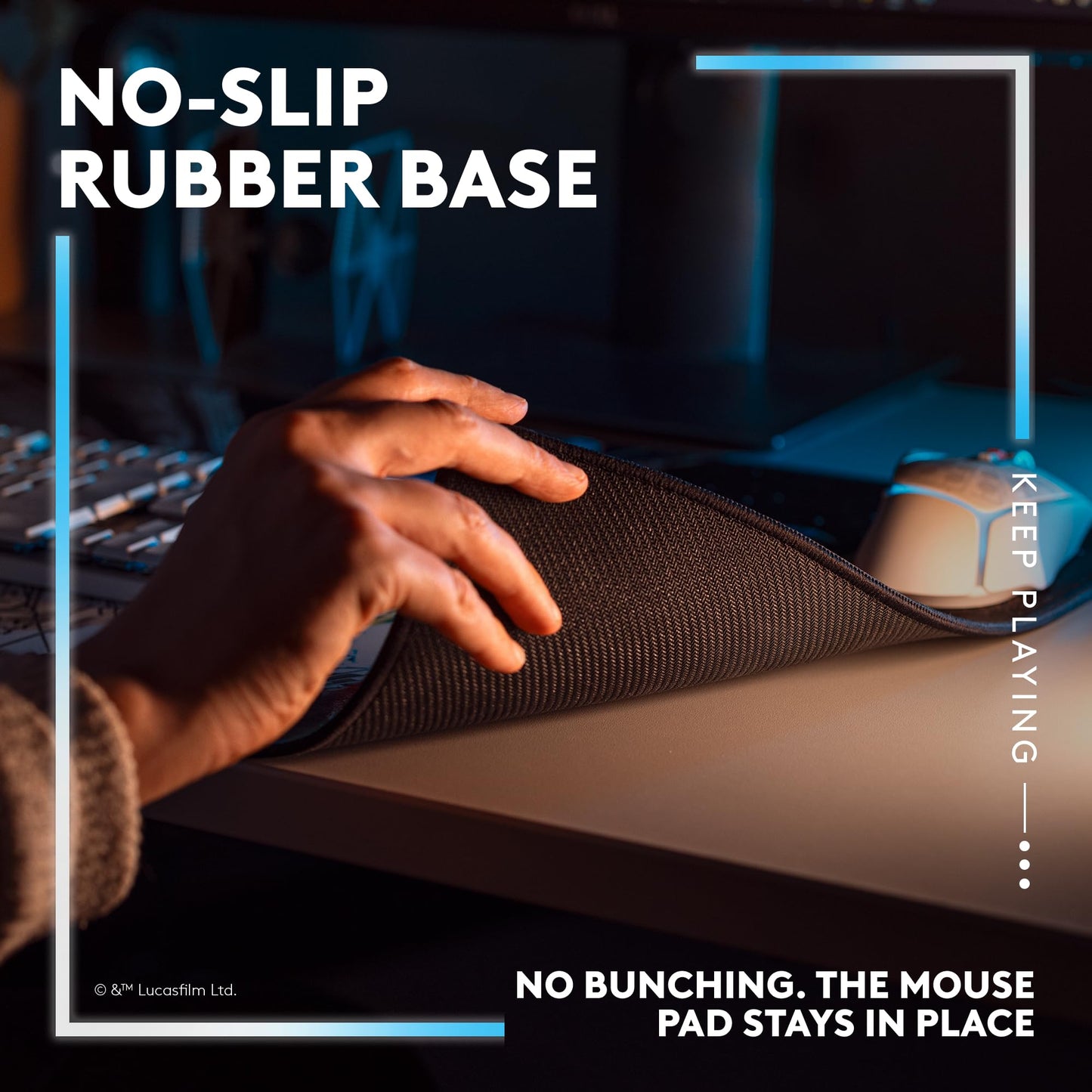 Logitech G840 XL Cloth Gaming Mouse Pad, Thin Pad, Stable Rubber Base, Performance-tuned Moderate surface friction, Durable tube for transport - Black