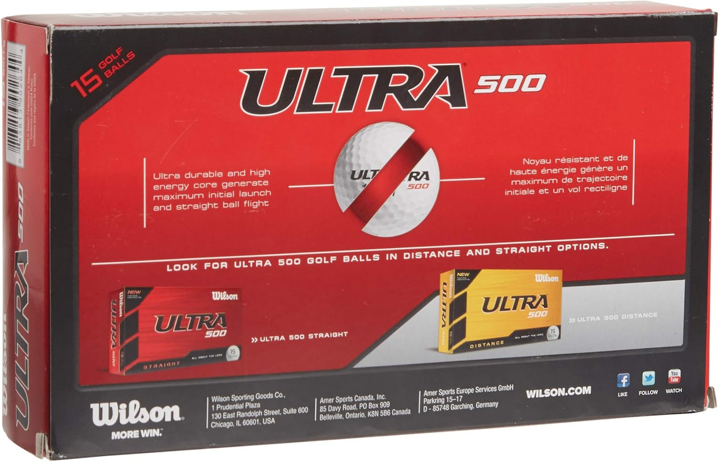 Wilson Ultra 500 Straight Golf Ball (15-Pack), White