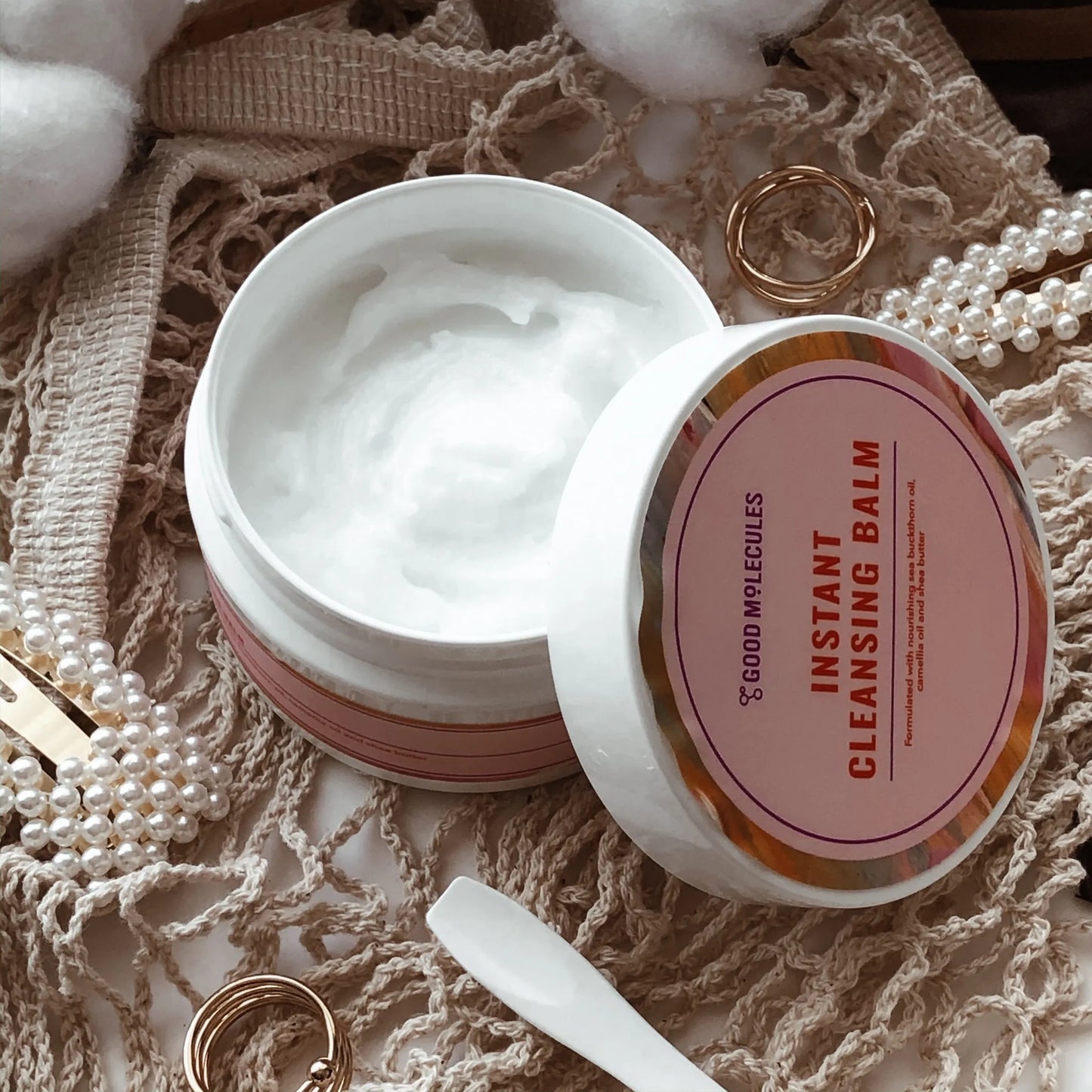Good Molecules Instant Cleansing Balm - Facial Cleanser and Makeup Remover with Shea Butter, Sea Buckthorn, and Camellia Oils - Skincare for Face and Eyes