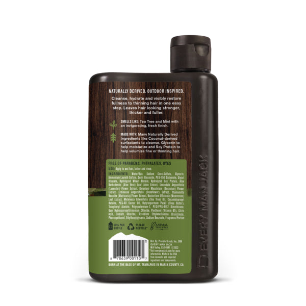 Every Man Jack Tea Tree Mens Thickening 2-in-1 Shampoo + Conditioner - Restore Thickness, Cleanse, and Condition - Made with Naturally Derived Ingredients - Paraben Free, Dye Free