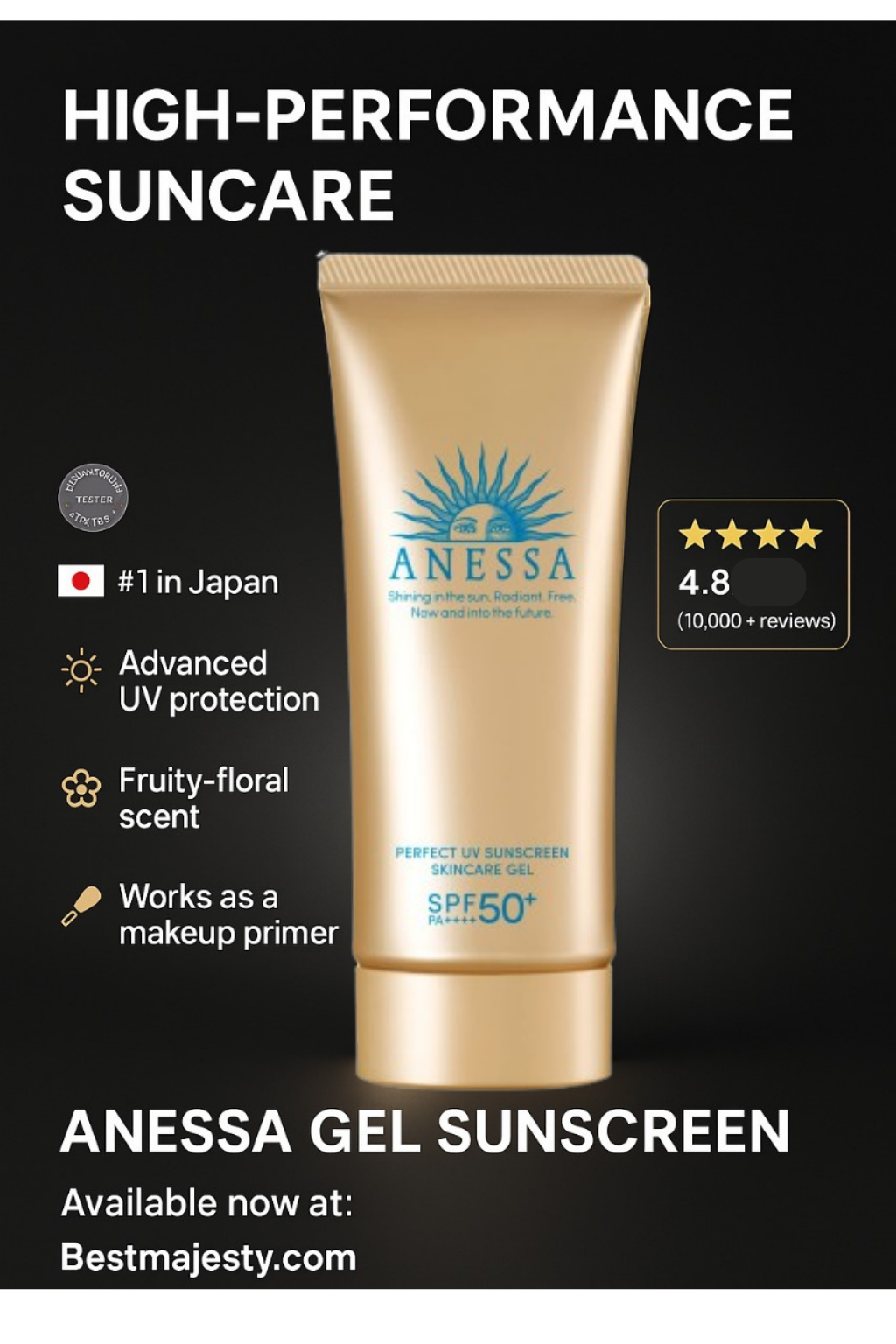 Anessa Perfect UV Skin Care Gel N Sunscreen / UV Fruity Floral Scent, Main Unit 3.1 oz (90 g)
