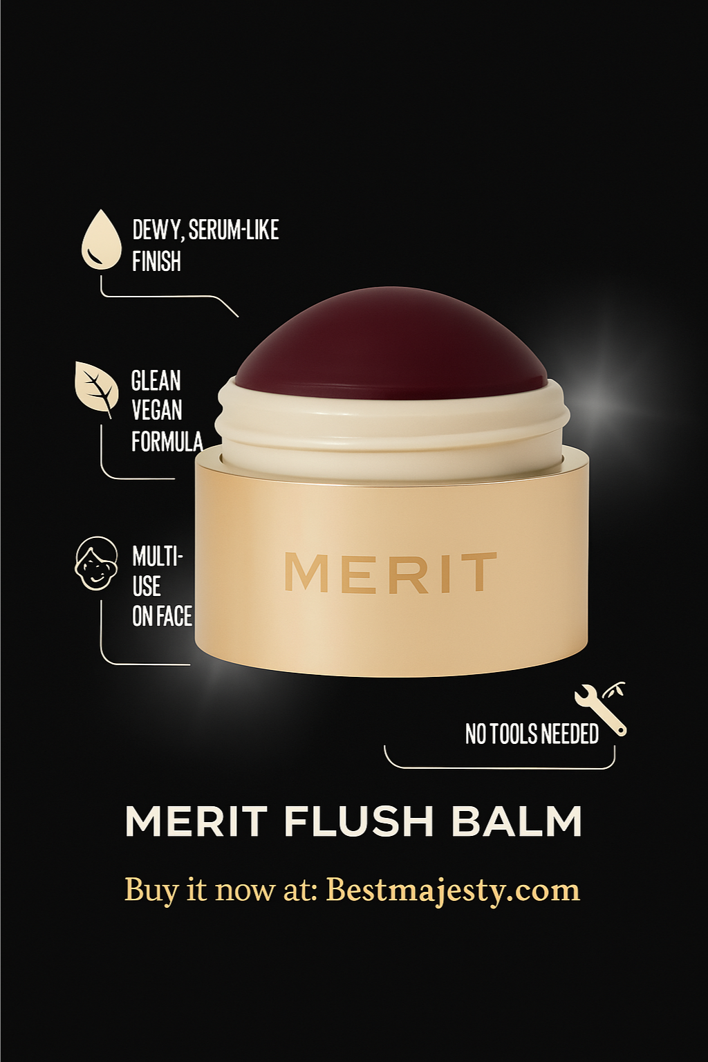 MERIT Flush Balm Cream Blush - 0.31 oz / 9 g (Apres (soft berry), 0.31 oz / 9 g)