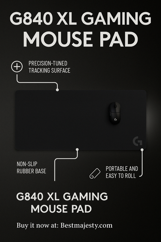 Logitech G840 XL Cloth Gaming Mouse Pad, Thin Pad, Stable Rubber Base, Performance-tuned Moderate surface friction, Durable tube for transport - Black